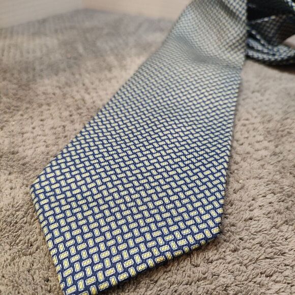 Izod Other - Izod Men's Necktie Tie 100% Silk Designer Navy Lime and Steel Grey 60x4" Busines
